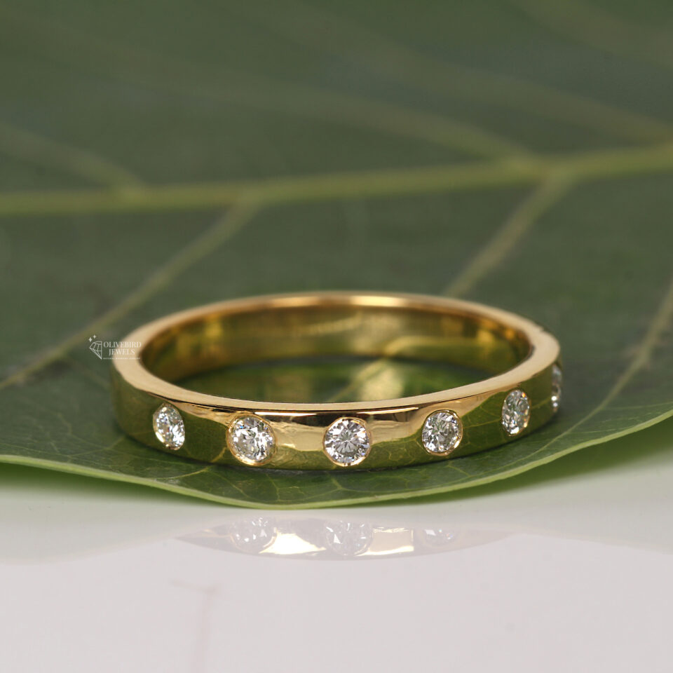 Round Lab Grown Diamond Bezel or Gypsy Set Eternity Band.