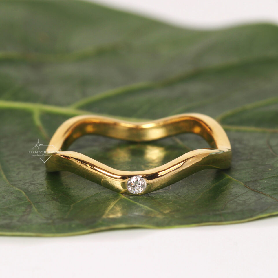 Round Shape Lab Grown Diamond Chevron Ring