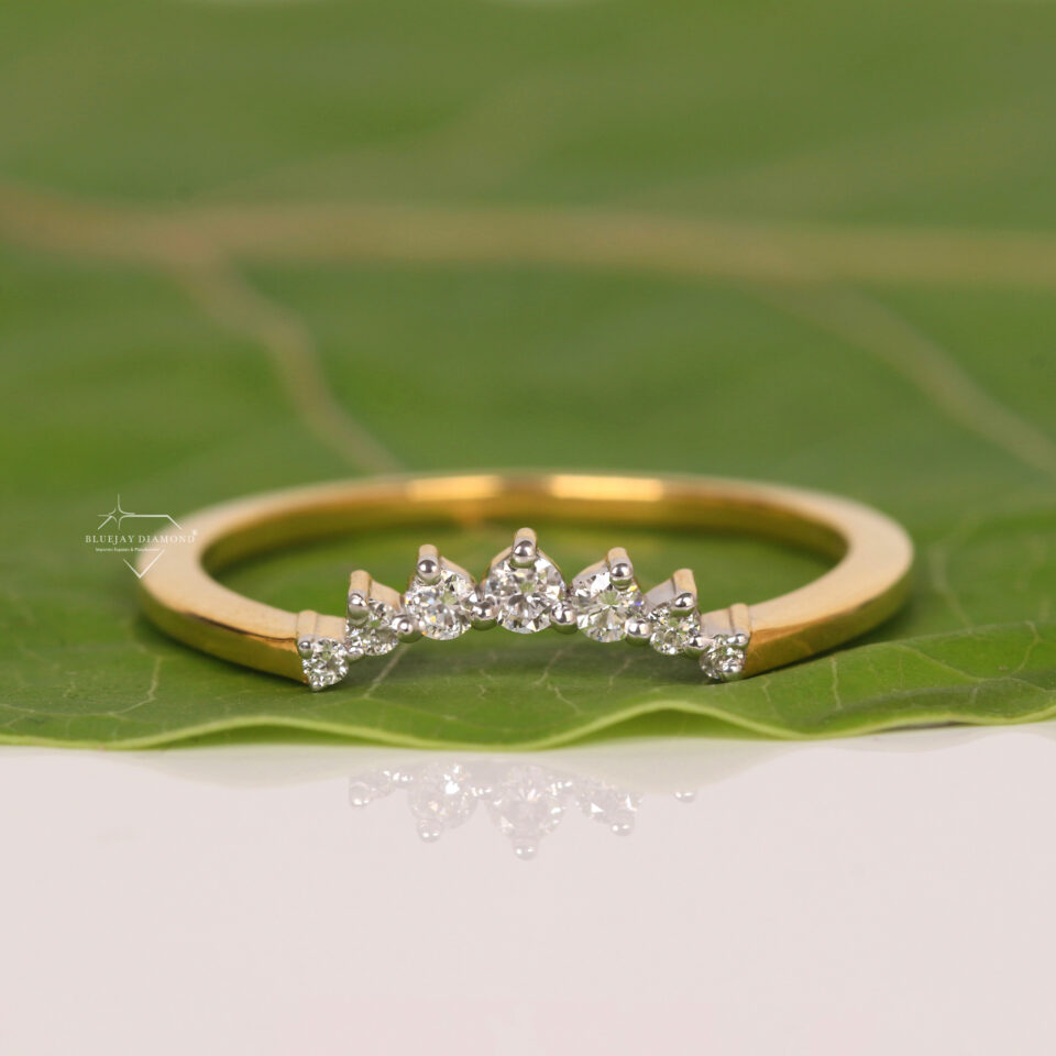 Round Lab Grown Diamond Curved Tiara Style Stacking Ring