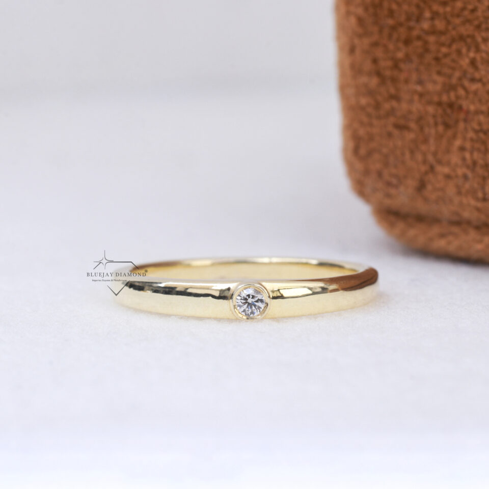 Round Single Lab Grown Diamond Minimalist  Ring