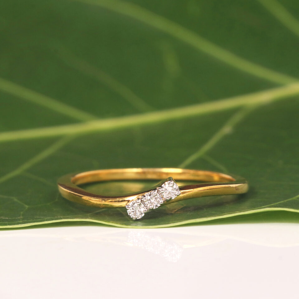 Round Lab Grown Diamond Three-Stone Bypass Ring